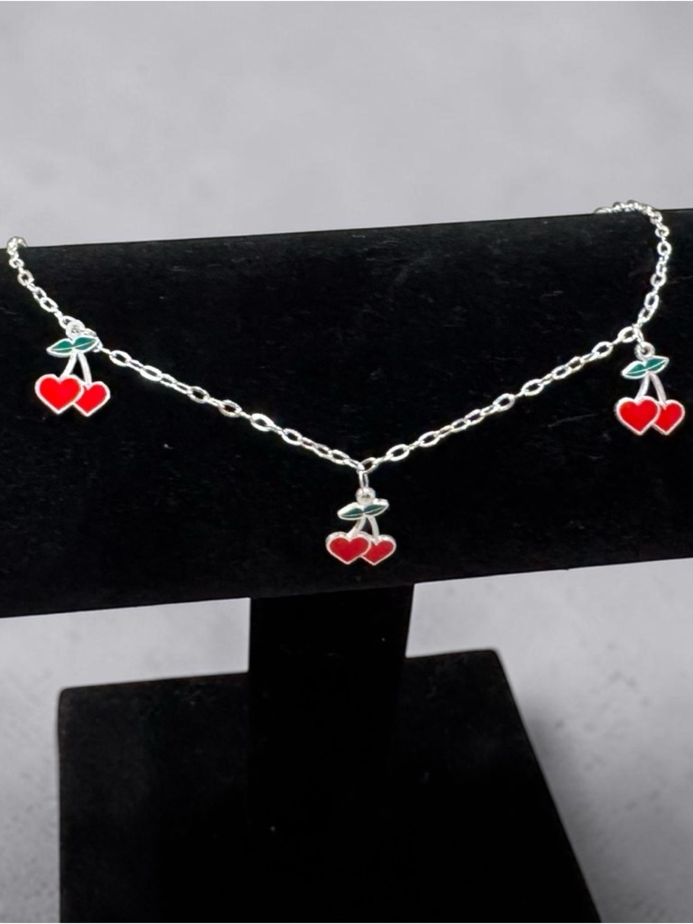 925 Silver Cherry Charm bracelet & anklet Red Cherry Pendant